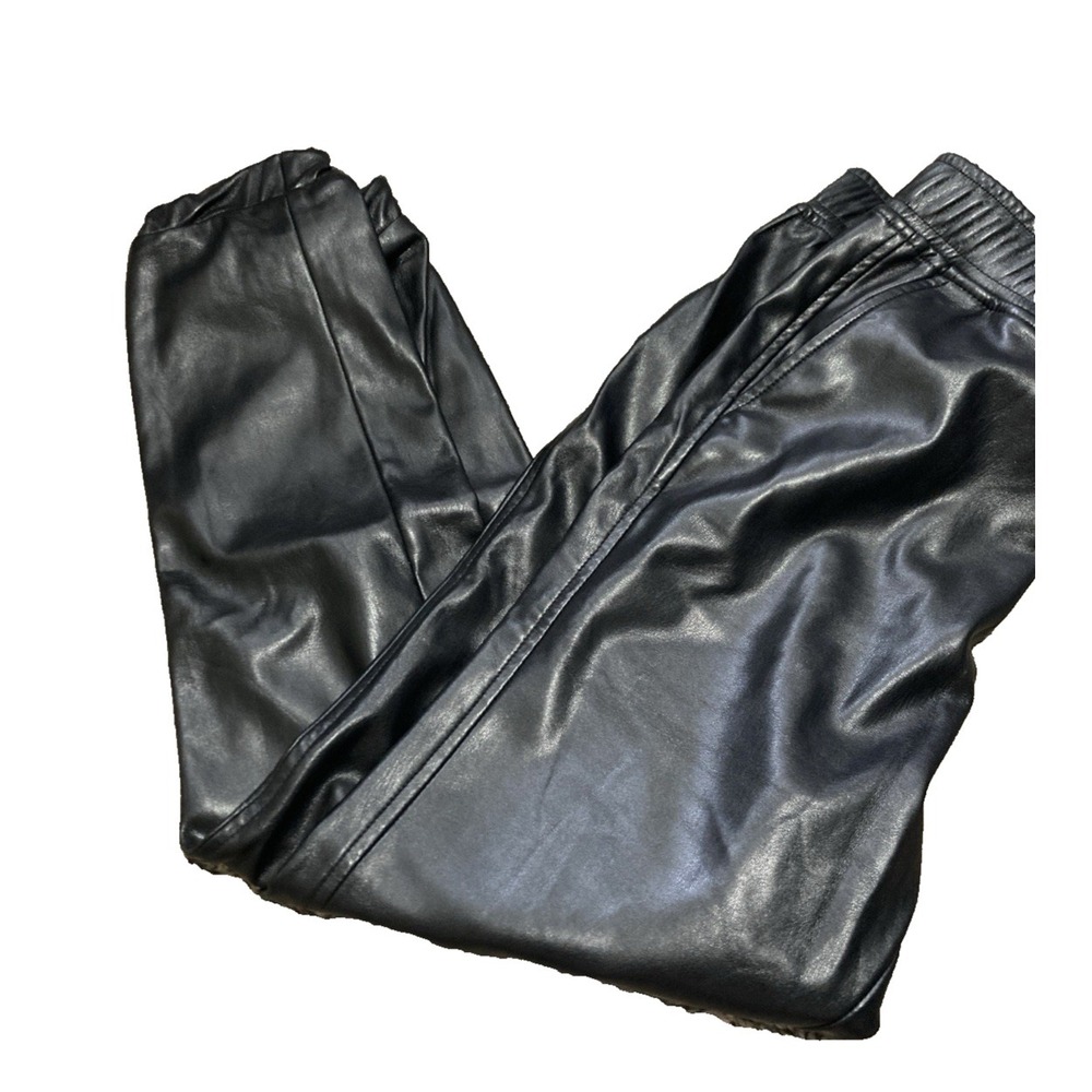 BB Dakota Steve Madden Faux Leather Jogger Pants Womens S Black Vegan Leather - Picture 8 of 9